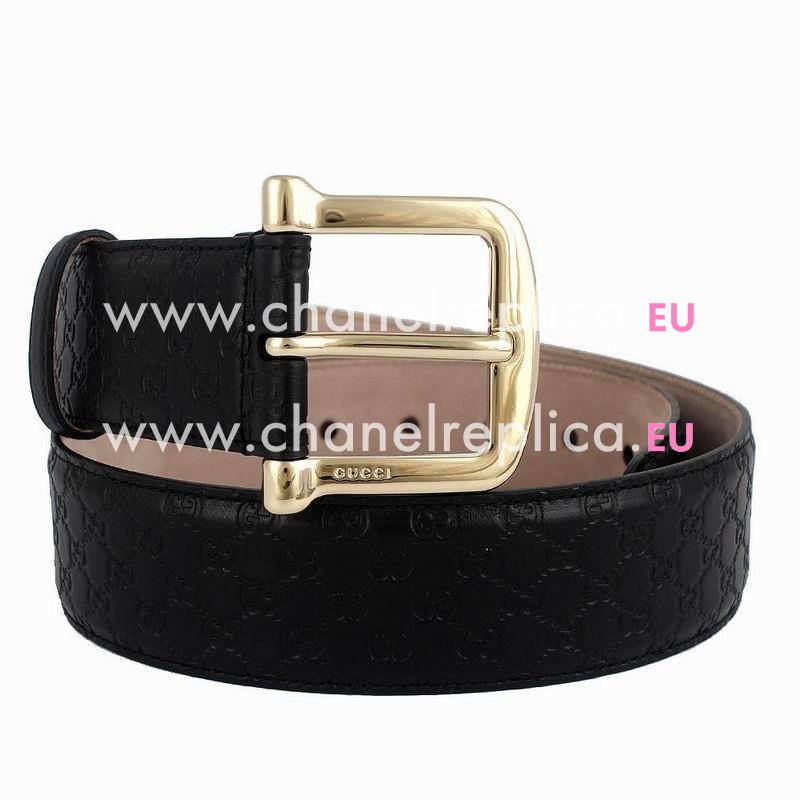Gucci Guccissima Embossed Cowhide Gold Pin Buckle Belt Black F73665BF