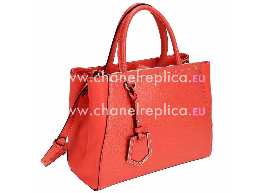 Fendi Petite 2Jours Cowhide Hand/shouldbag Orange Red F508260