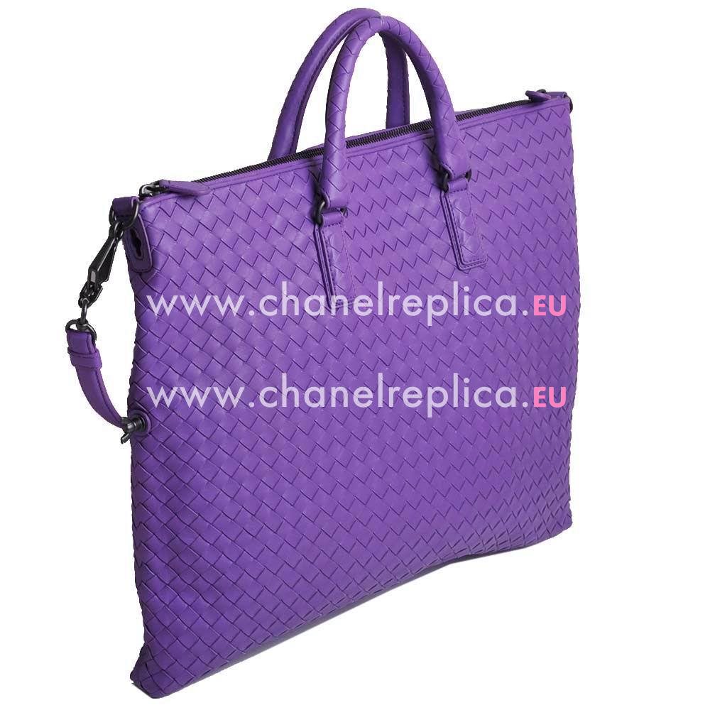 Bottega Veneta Classic Nappa Leather Zipper Woven Bag Violet BV612261