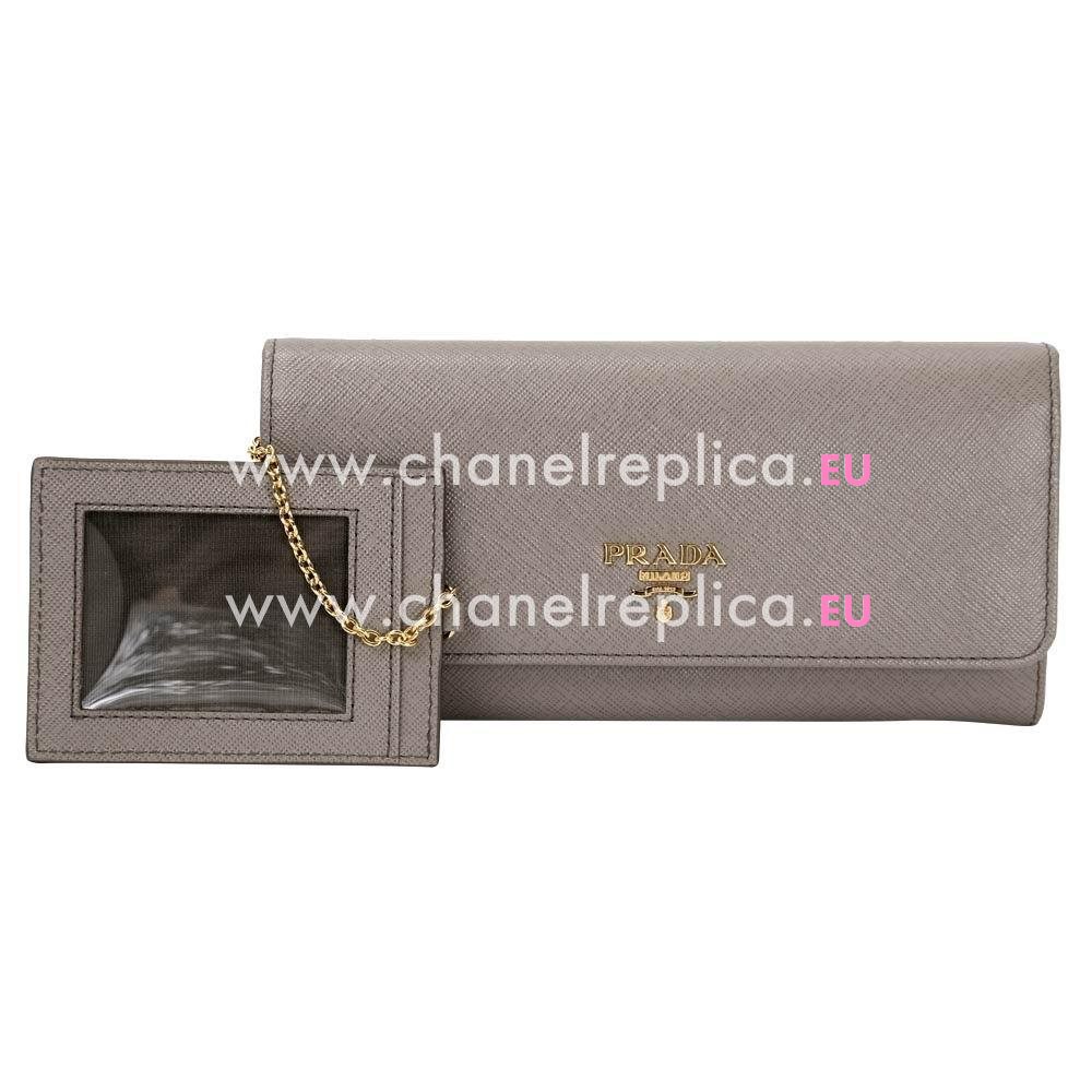 Prada Saffiano Embossment Logo Cowhide Wallet In Gray PR61017030