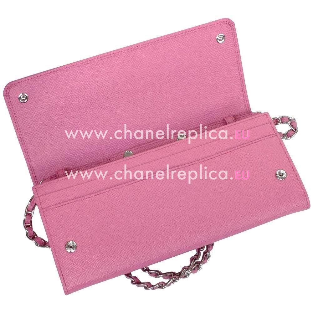 Prada Saffiano Triangle Logo Cowhide Wallet In Pink PR61018019