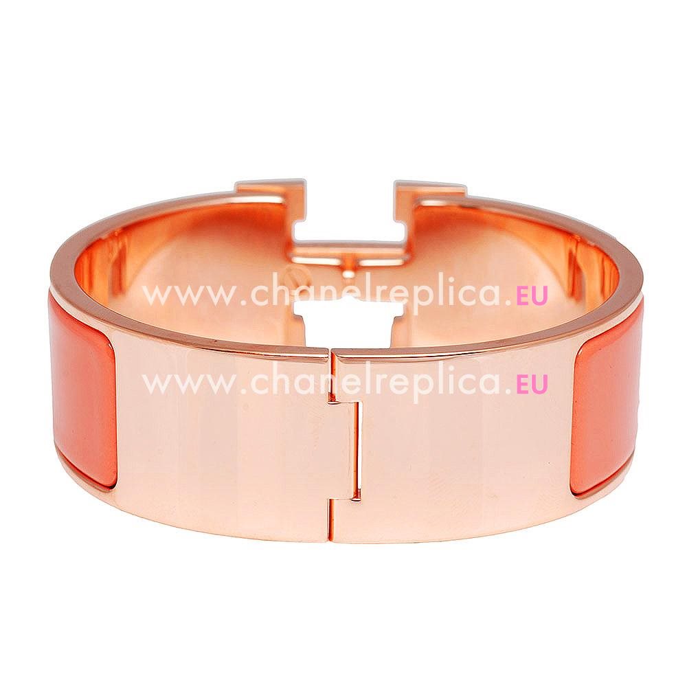 Hermes Medium Enamelled Click H Logo Bracelet Rose Gold/ Pink HE52595