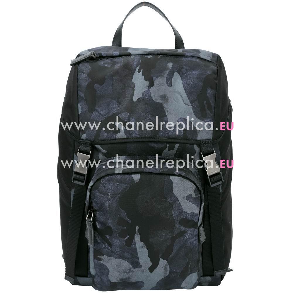 Prada Tessuto Camoufl Nylon Camouflage Backpack Deep Gray Green PR7054114