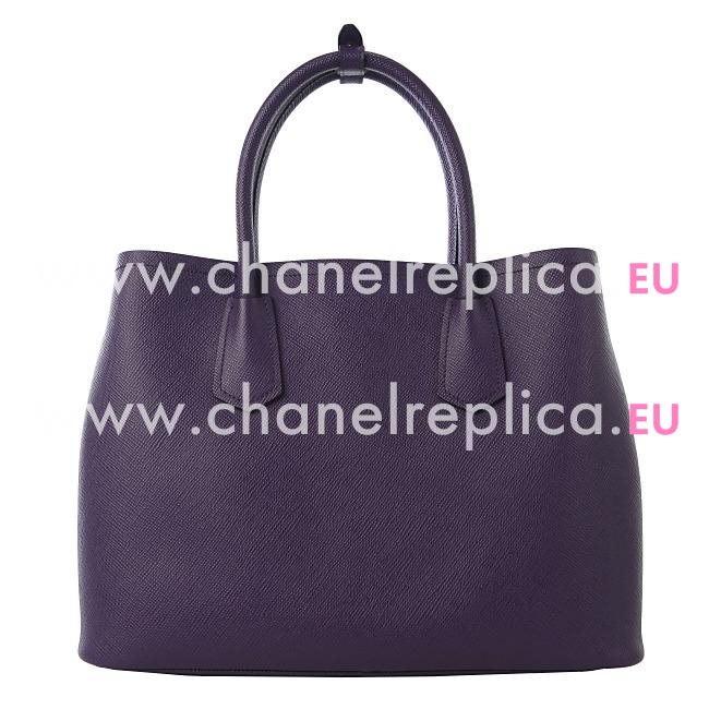 Prada Saffiano Cuir Small Double Tote Bag Purple BN2775-2A4A-F0030