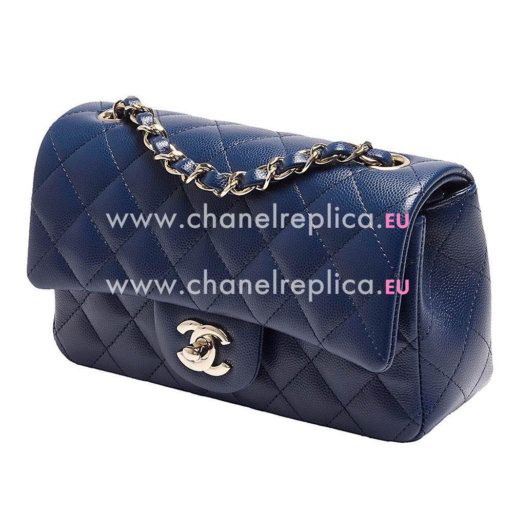 CHANEL Mini Classic Flap Gold Hardware Calfskin Bag in Navy Blue C7090711