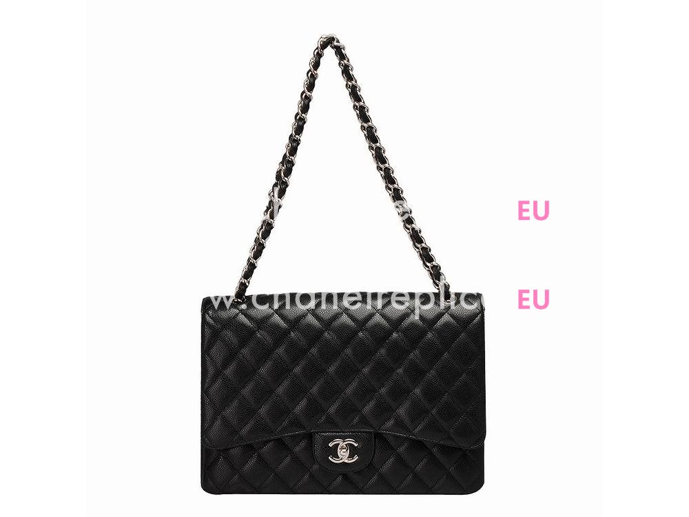 Chanel Cruise Caviar Maxi Bag Double Flap Black(Silver) A47600-DS