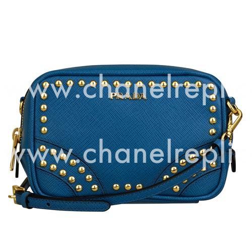 Prada Borchie Relievo Logo Calfskin Bag Blue PR5550645