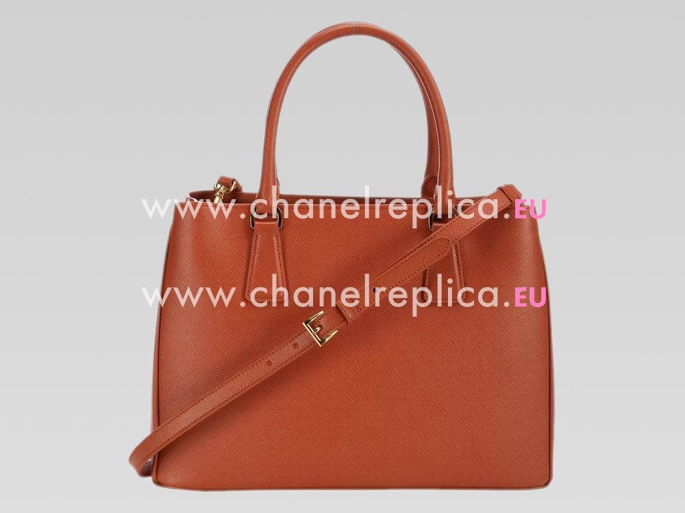 Prada Saffiano Lux Triangle Logo Handhand Orange P467836