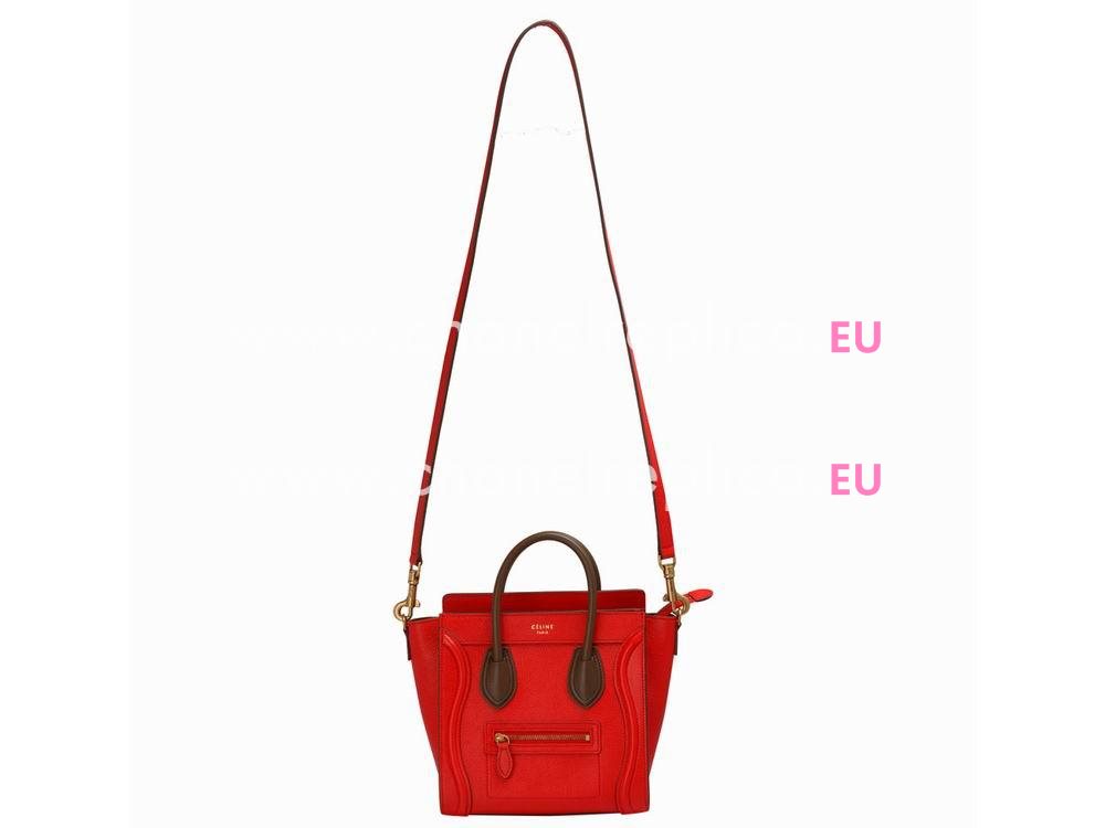 Celine Square Luggage Bubble Calfskin Nano Mini Bag Red/Black CE544544