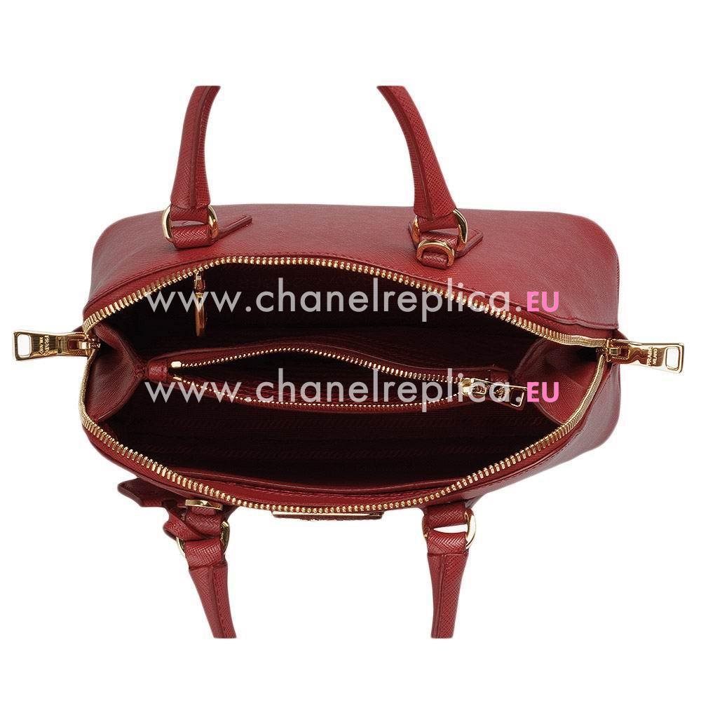 Prada Lux Saffiano Classic Triangle Logo Cowhide Handle/Shoulder Bag Burgundy PR5318079