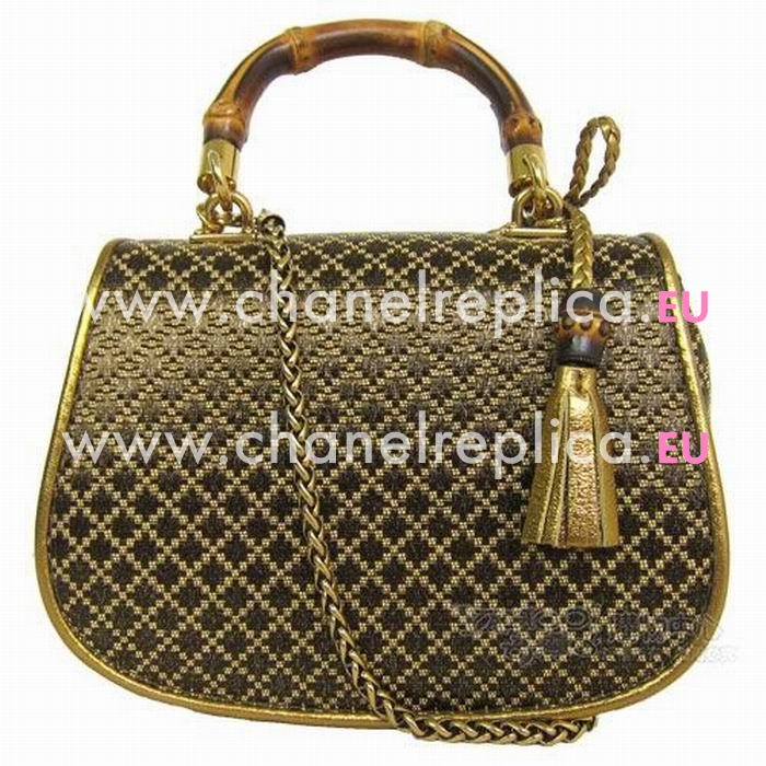 Gucci Bamboo Handle Weave Hand/Shoulder Mini Bag In Gold G6122503