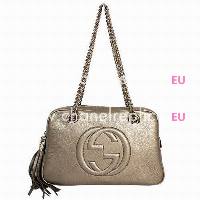 Gucci Soho GG Calfskin Shoulder Bag Champagne Golden G5235743