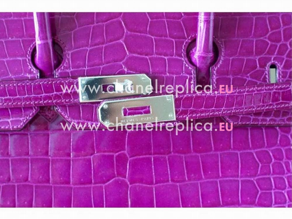 Hermes Birkin 35 Porosus Crocodile Rose Scheherazade Palladium Hand Sew H1035PPU