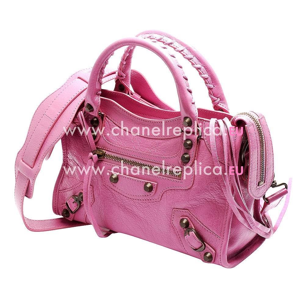 Balenciage City Lambskin Aged Brass hardware Classic Mini Bag Pink Purple B2055053