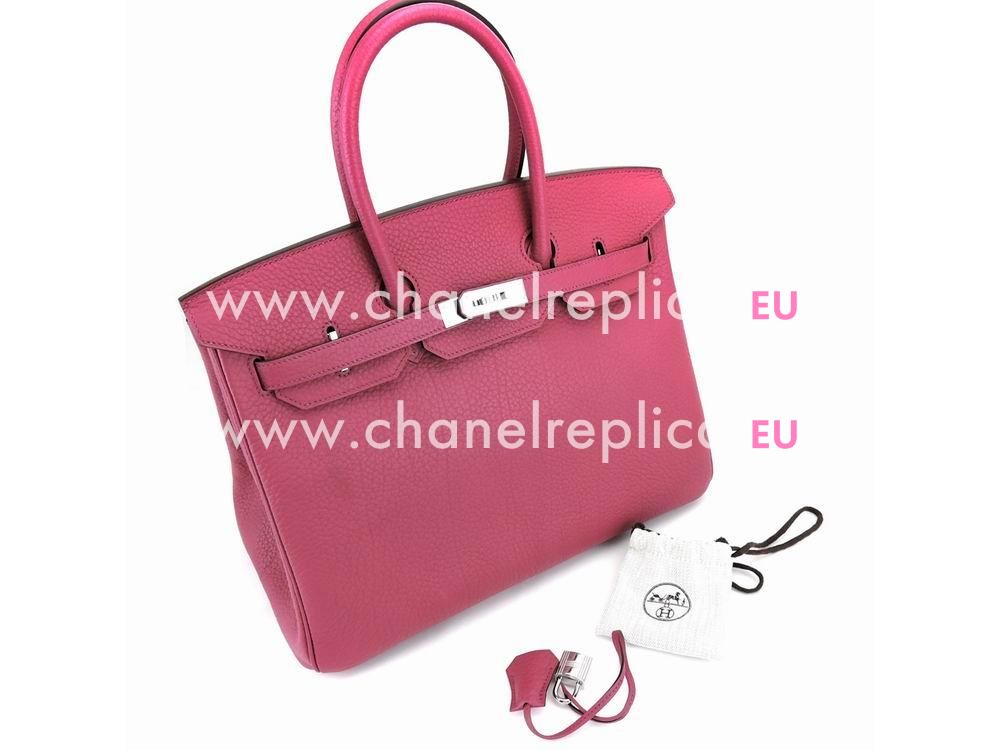 Hermes Birkin 35 Fuschia Clemence Leather Palladium Bag BK35-K5-VF-T-N