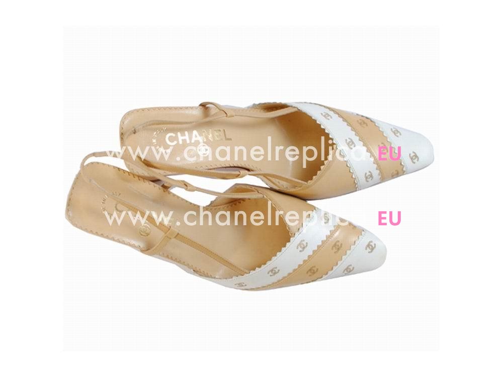 Chanel CC Logo Cowhide Points High-heeled Shoes Camel G49948