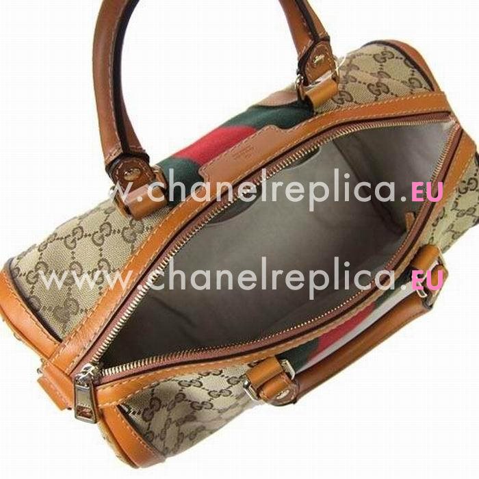 Gucci Vintage Web Calfskin Boston Bag In Brown G5105769