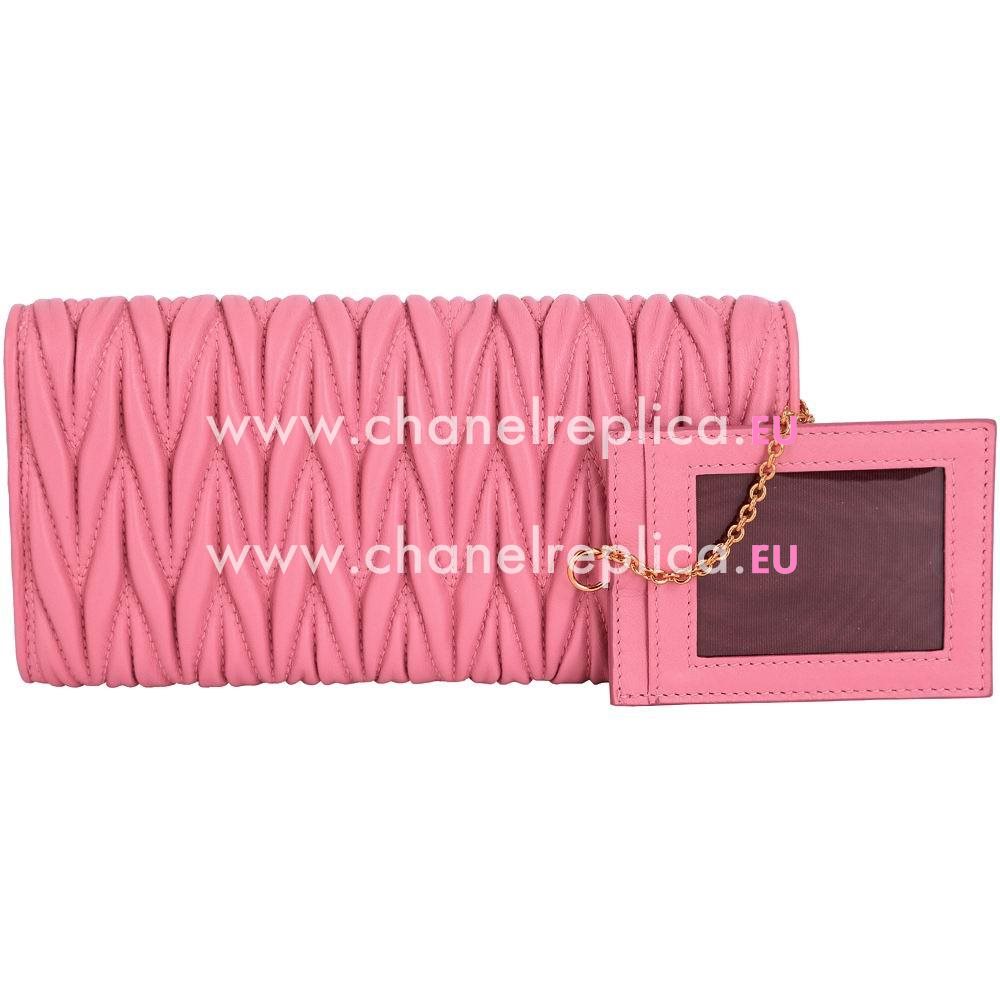 Miu Miu Matelasse Wrinkle Nappa Wallet In Pink M7042607