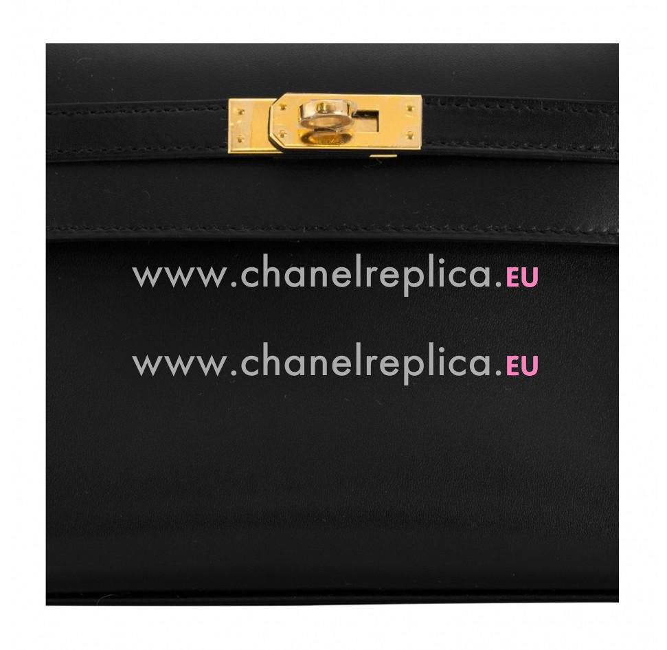 Hermes Kelly Mini 89 Black Swift Leather Pochette Gold Hardware HK1022STW