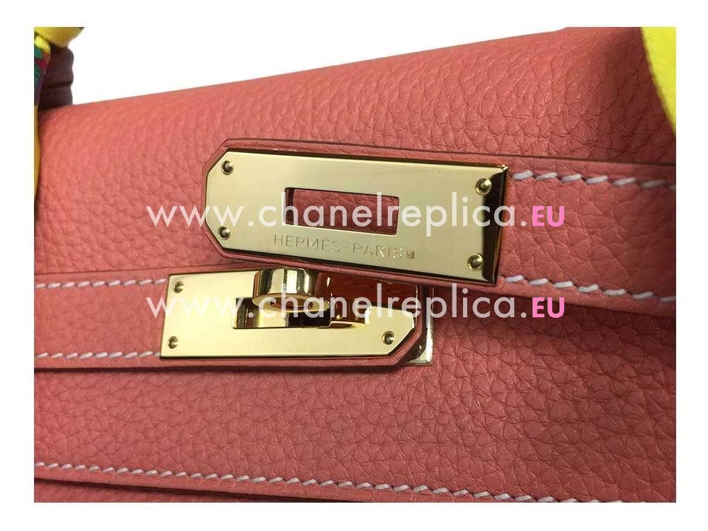 Hermes Kelly 35 Crevette Clemence Leather Gold Hardware Hand Sew Bag HK1035GHW