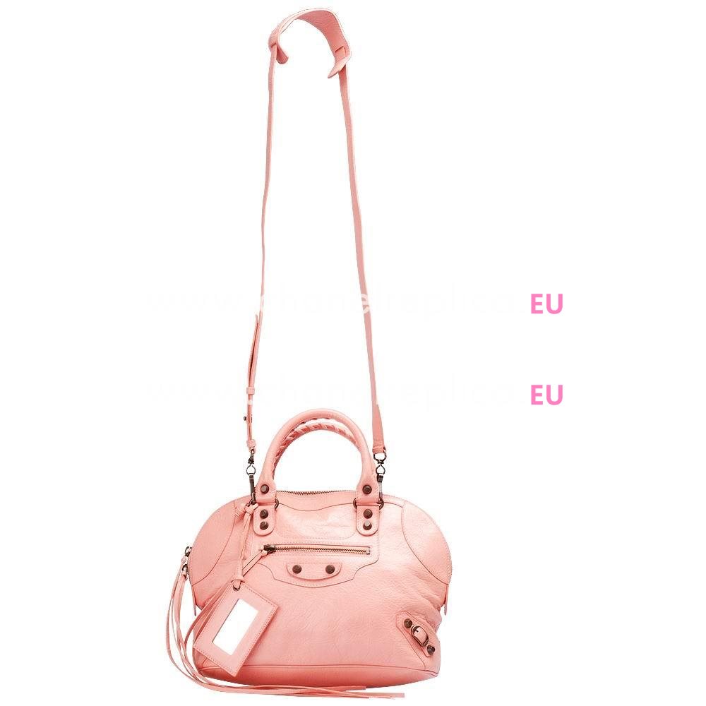 Balenciage Bowling Goatskin Aged Brass hardware Classic Mini Bag Pink B2055067