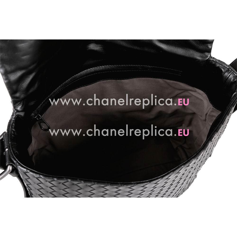 Bottega Veneta Intrecciato Classic Calfskin Woven Shouldbag Black B6110504