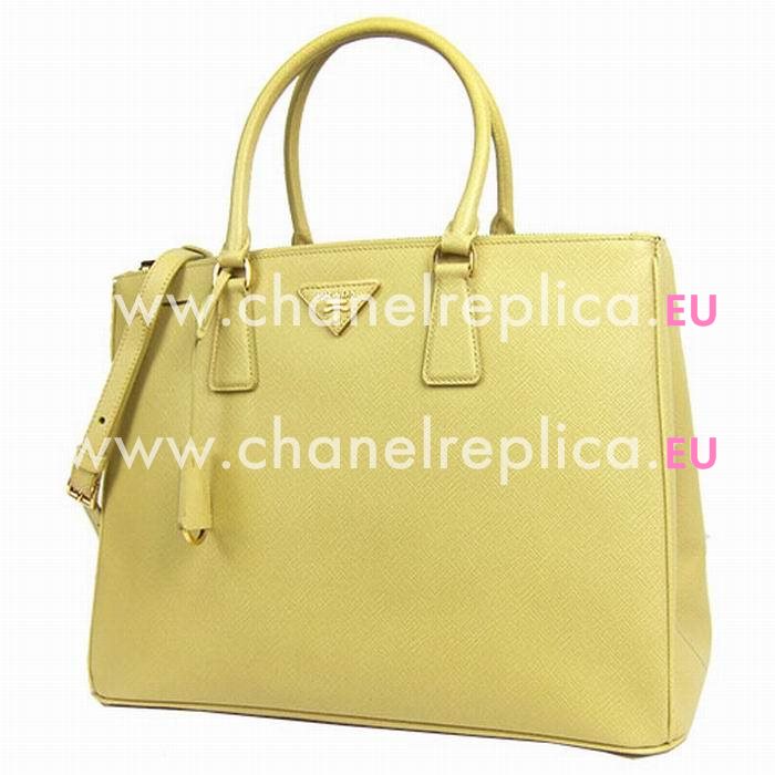 Prada Saffiano Lux Triangle Nzv Large Size Shopping Tote Yellow PRB1786T