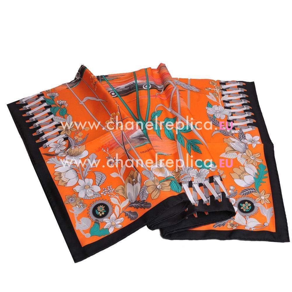 Hermes Classic Car Silk Scarf Orange H6102845