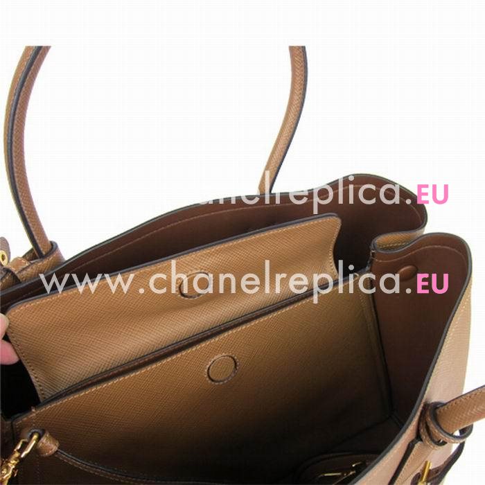 Prada Saffiano Cuir Large Double Tote Bag Brown B2756T-2A4A-F0401