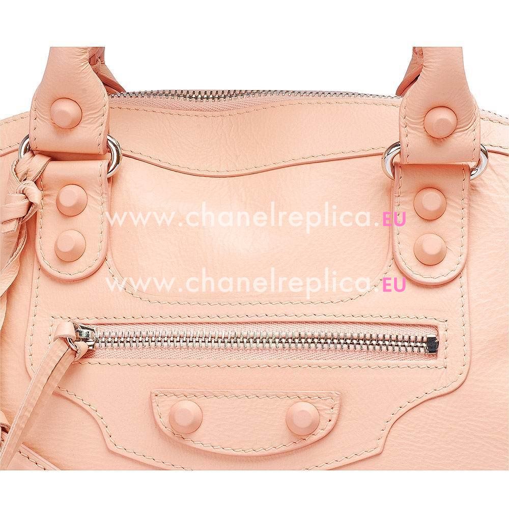 Balenciage Bowling Lambskin Silvery hardware Classic Mini Bag Pink B2055066