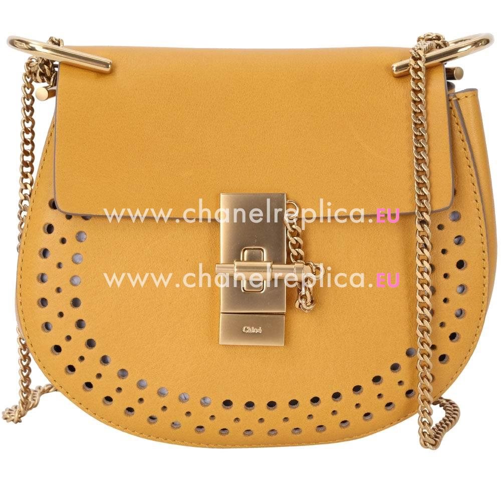 Chloe Drew Grain Leather Golden Chain Bag Orange Yellow C55649962