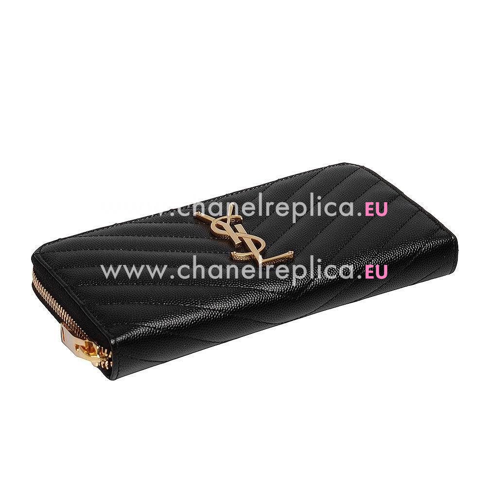 YSL Monogram Caviar Calfskin Wallets In Black YSL5754180