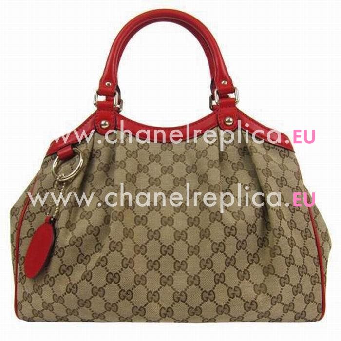 Gucci Sukey Calfskin Bag Khaki Red G5105864