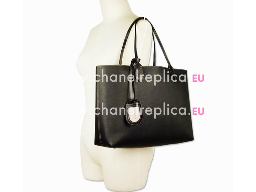 Gucci Calfskin Two Sided Tote Bag In Khaki Black G365568