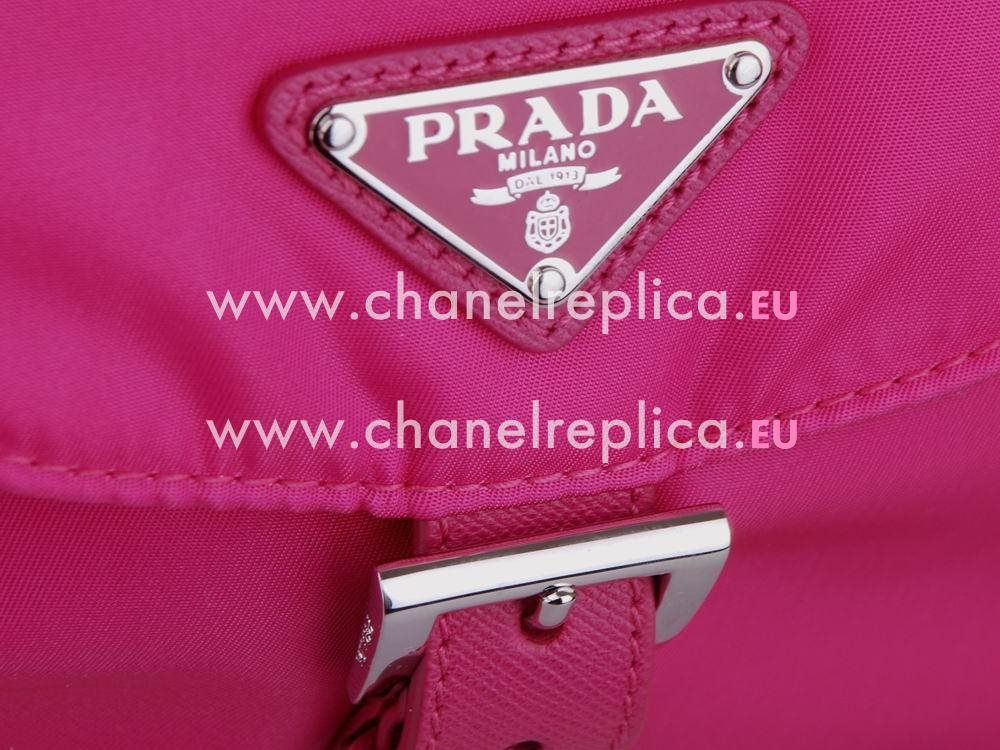 Prada Classic Buckle Triangle Logo Nylon Backpack Peach Red PR54149