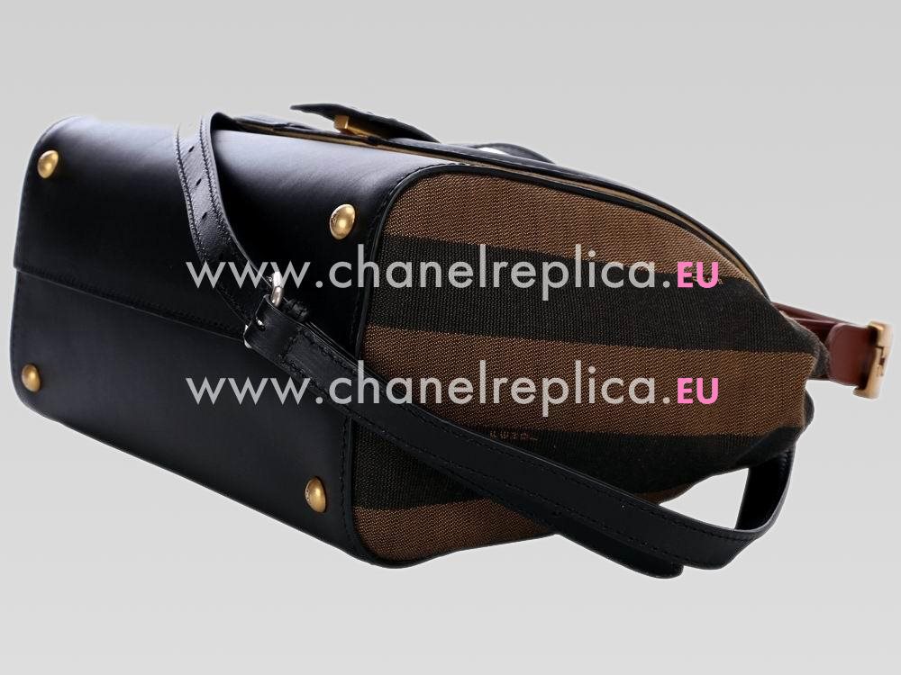 FENDI Silvana Cowhide Shoulder Handbag In Black F456025