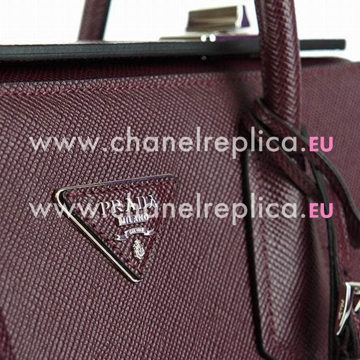 Prada Saffiano Cuir Small Double Tote Bag Wine Red BN2823-2A4A-F0403