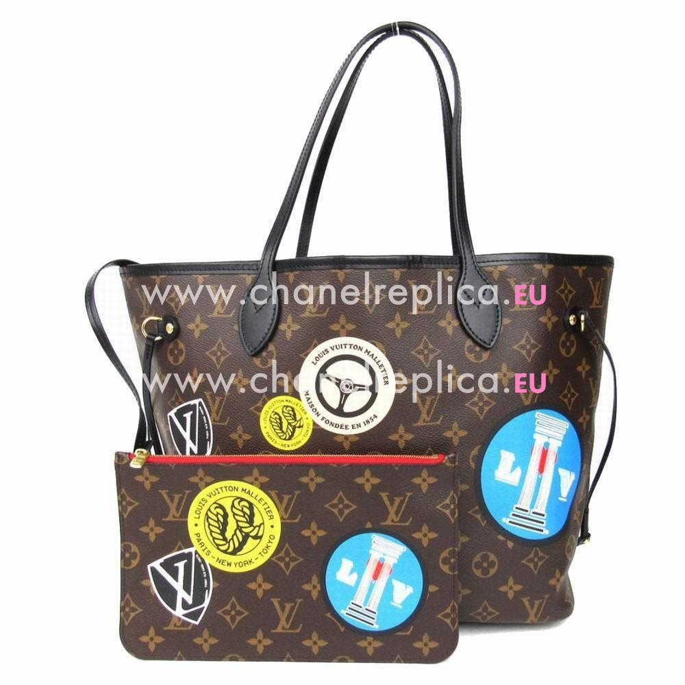 Louis Vuitton Neverfull Monogram Coated Canvas Exterior Bag MM M42844