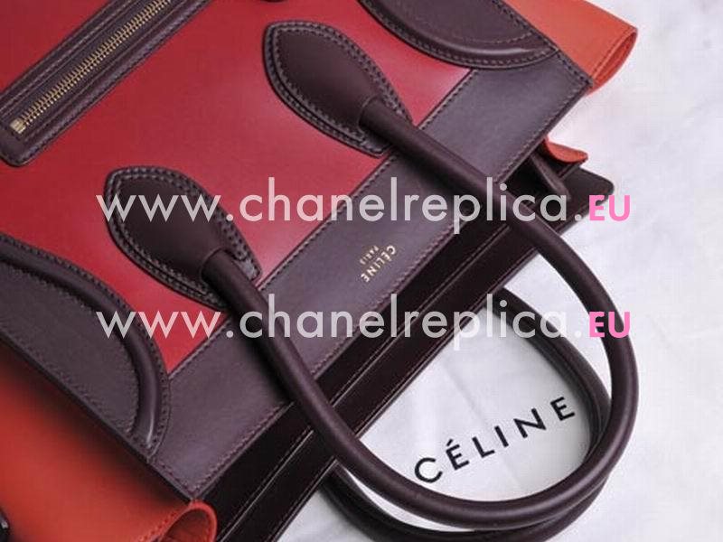 Celine Calfskin Nano Luggage In Coffee/Hot Pink CE473818