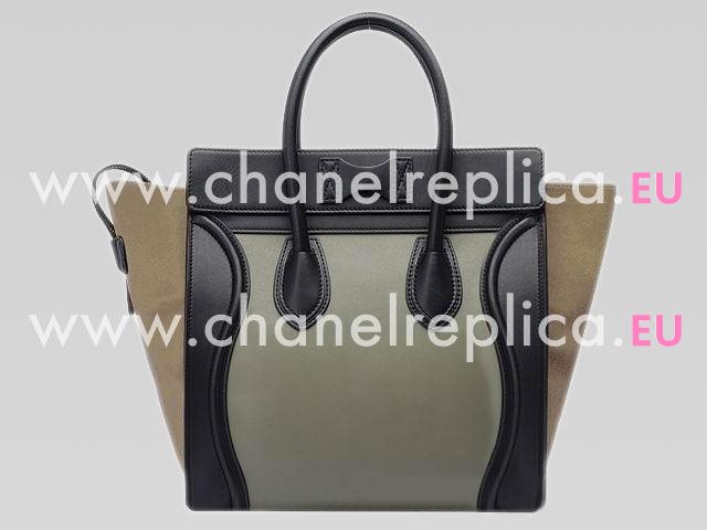 Celine Calfskin Nano Luggage Medium Bag Black/Apricot C165214BAP