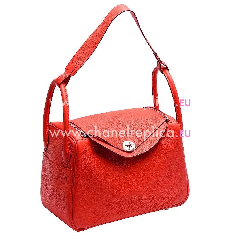 Hermes Togo Leather Lindy 30 Fashion Shoulder-Bag Tomato Red HEL3068C3