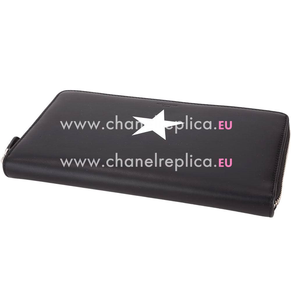 Givenchy Star Cowskin Zipper Wallet Black GV560ZBC