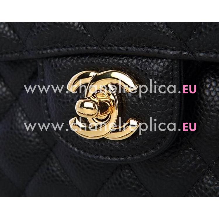 Chanel Medium Caviar Double Flap Bag Black(Golden) A01112-4