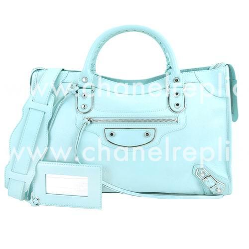 Balenciage City Lambskin Silvery hardware Classic Bag Water Blue B2054973