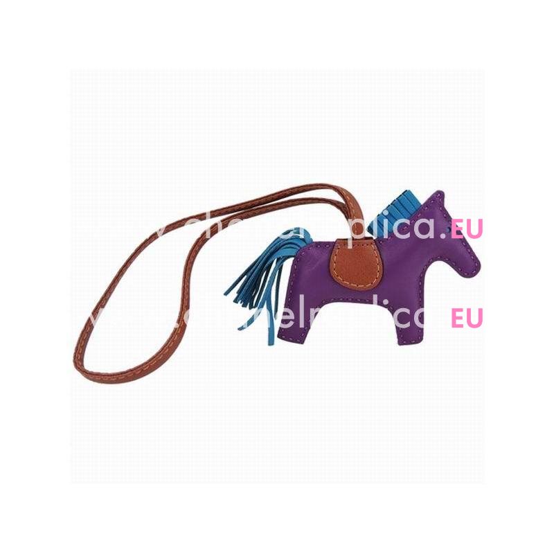Hermes Horse lambskin Handbag Hanging Omarment In Purple H4567894