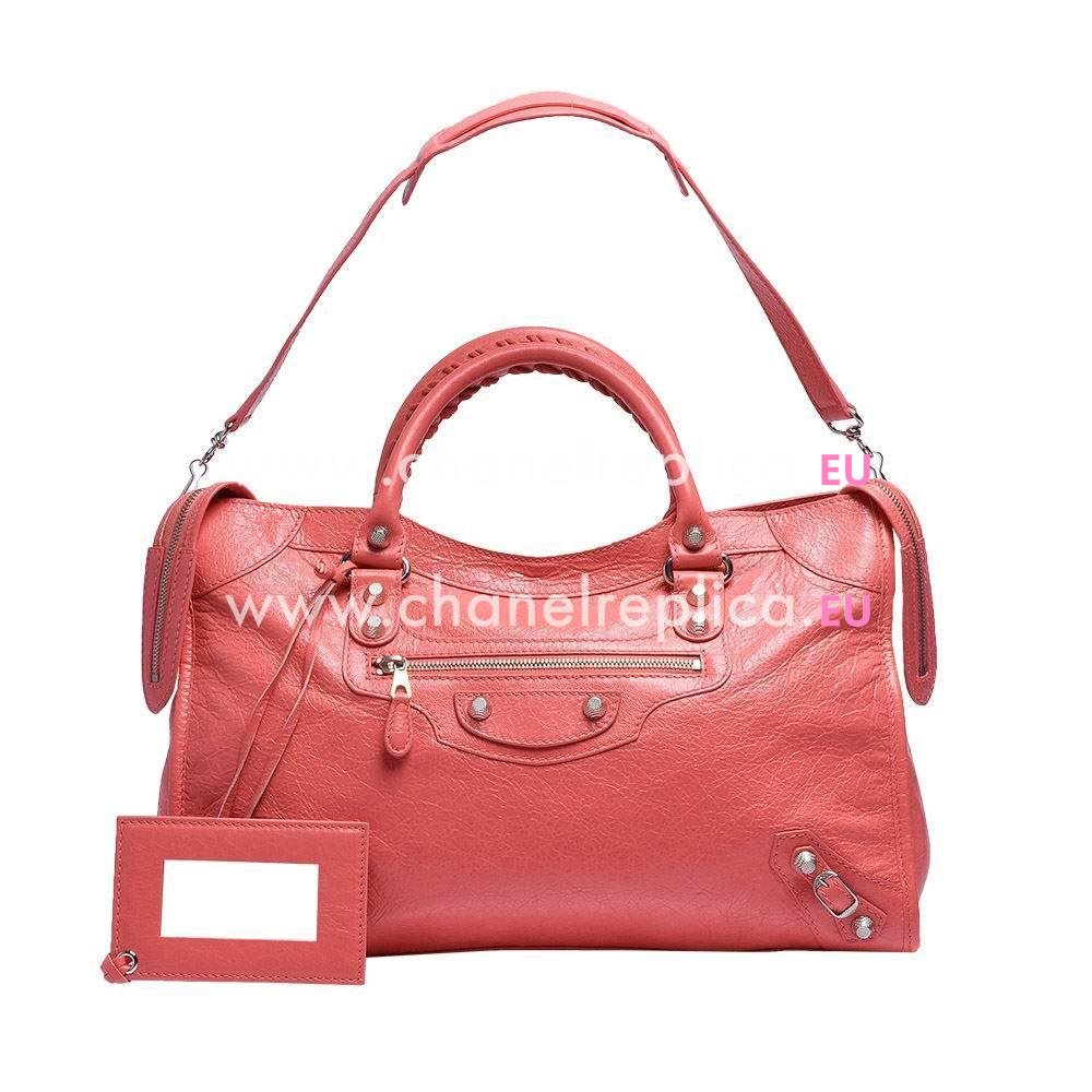 Balenciage City Lambskin Silvery hardware Classic Bag Pink B2055019