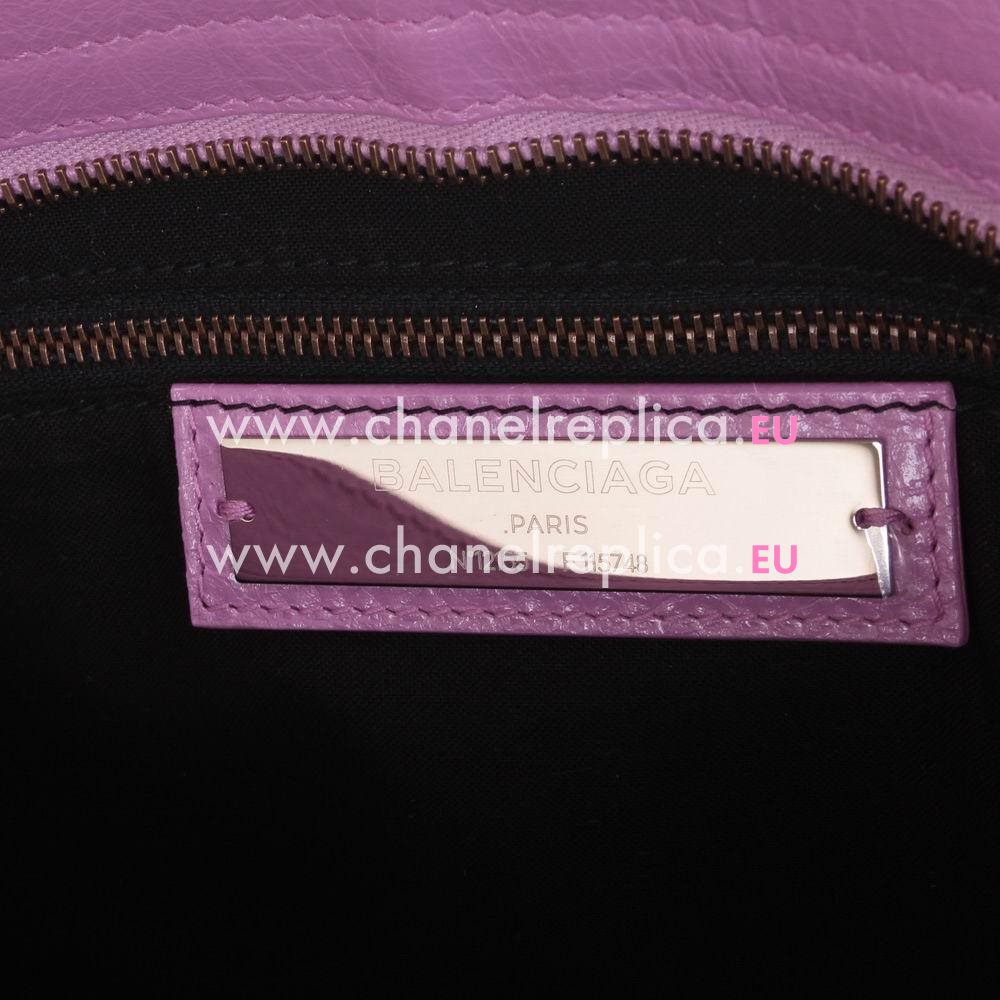 Balenciage City Lambskin Aged Brass hardware Classic Bag Light Purple B5932058