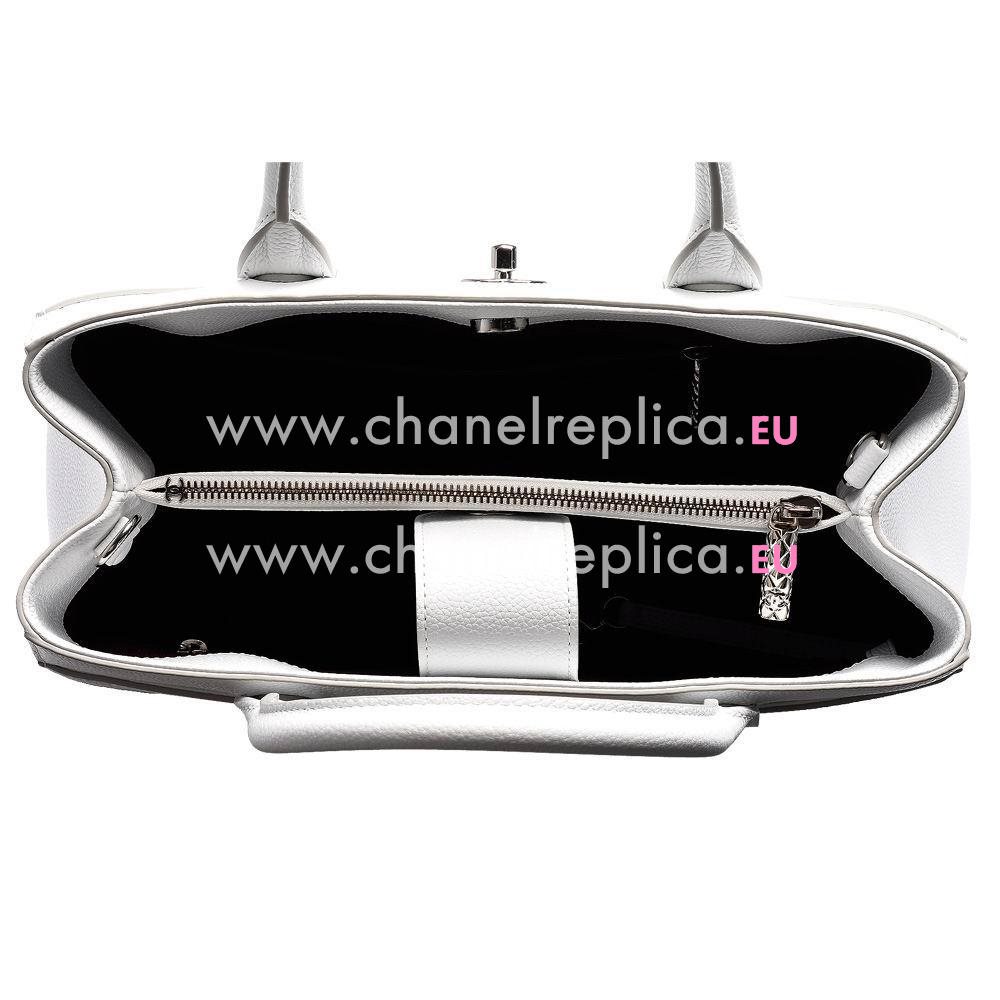 CHANEL Classic CC Logo Caviar Calfskin Bag Gray White C7071706