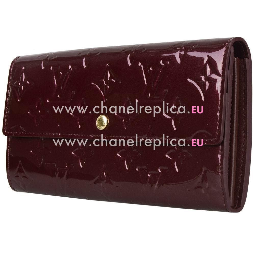 Louis Vuitton Classic Patent Leather Calfskin Wallet In Purple M91521