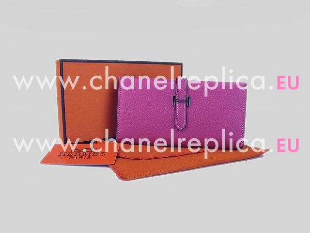 Hermes Dogon Clemence Leather Wallet Peach Red H0005G